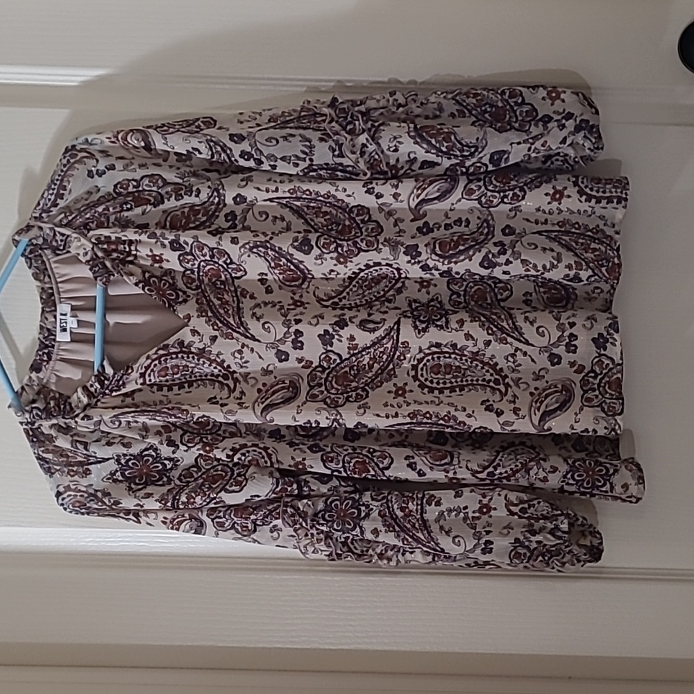 WEST K Relaxed Long Sleeve Lined Paisley Blouse Size M
